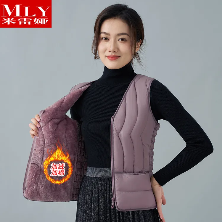 秋冬新款棉马甲女士加绒加厚大码马夹坎肩中老年内穿外穿棉服背心