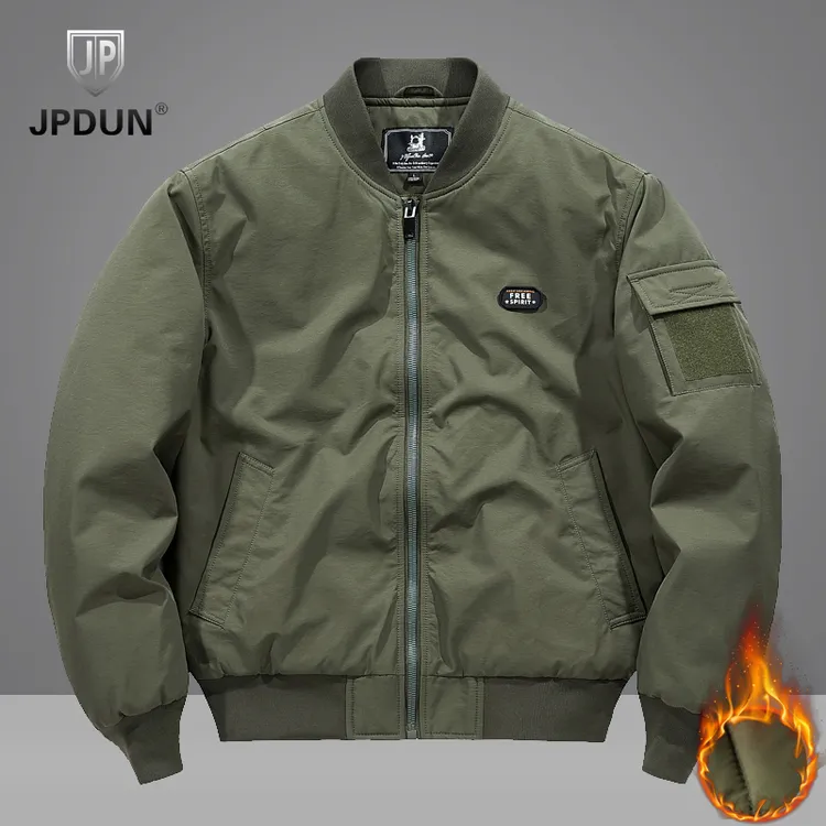  JPDUN秋冬季多袋短款棒球服加绒保暖棉服男运动休闲防风透气外套