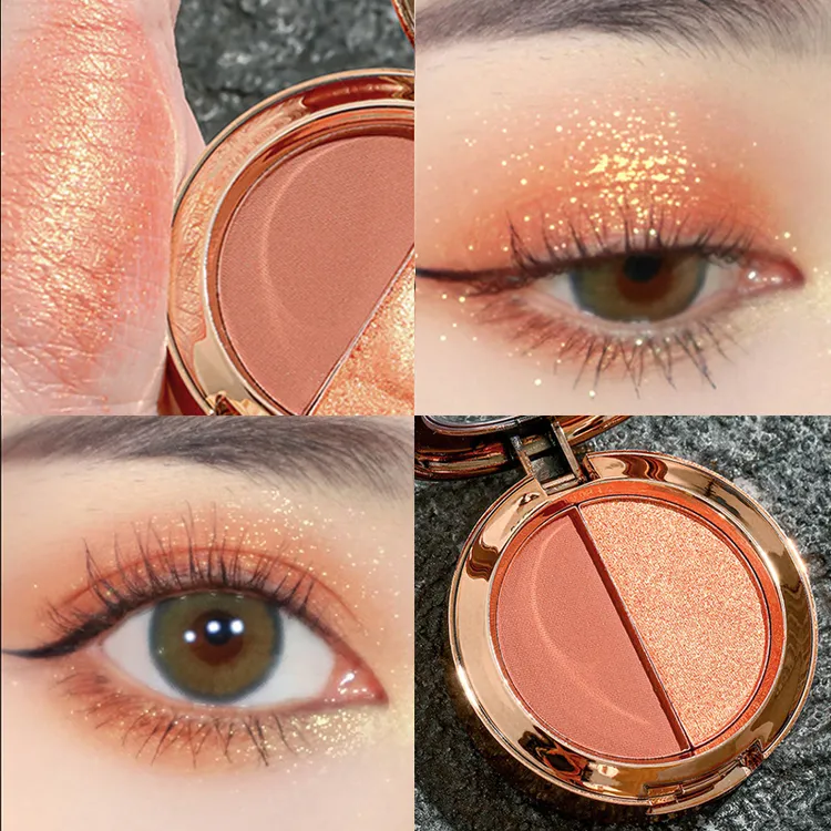 MINSHZEE/茗希芝南瓜双色高光眼影盘珠光闪粉亮片大地色防水小盘