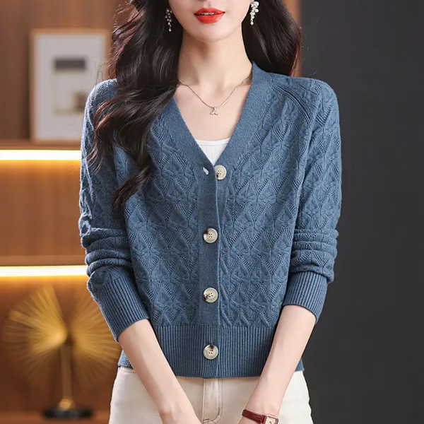 洋气毛衣女开衫长袖加厚宽松外穿高档时尚软糯针织衫妈妈装女士