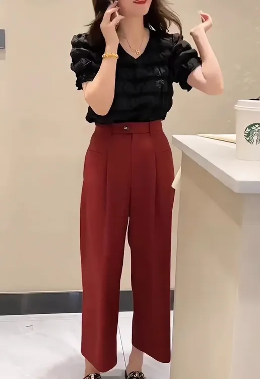 九分阔腿西装裤设计师女夏新款薄款宽松高腰显瘦小个子直筒休闲裤