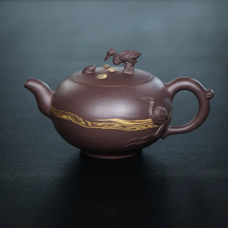 李茹老紫泥绞泥全手工得利壶360cc紫砂壶纯手工泡茶壶精美浮雕