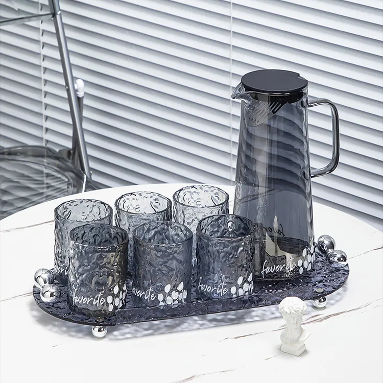 轻奢玻璃杯家用高级感喝水杯客厅待客水具套装泡茶杯茶壶乔迁礼物