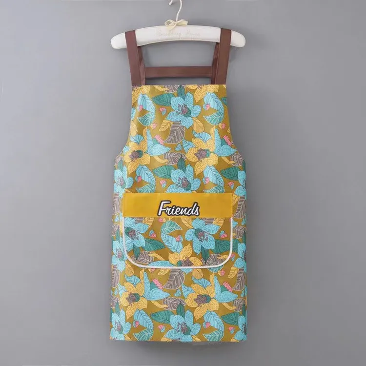 透气新款家用厨房帆布围裙防水防油围腰上班做饭洋气时尚工作服