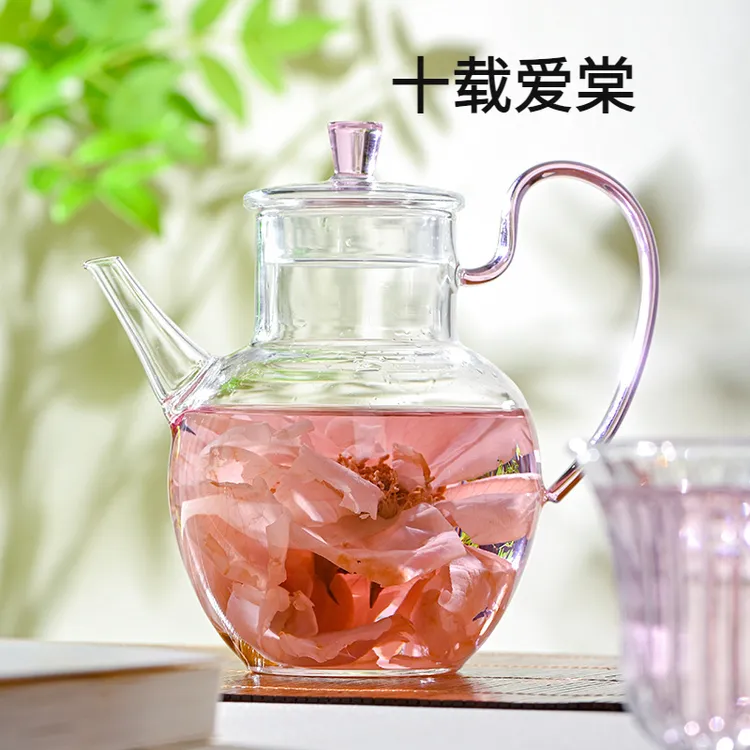 十载爱棠玻璃茶具茶壶高硼硅玻璃茶具泡茶壶手执壶花茶壶茶壶茶具