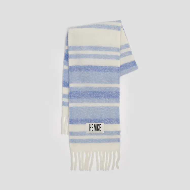 HEMKE秋冬羊毛围巾时尚围脖百搭羊绒脖套情侣简约经典撞色拼色