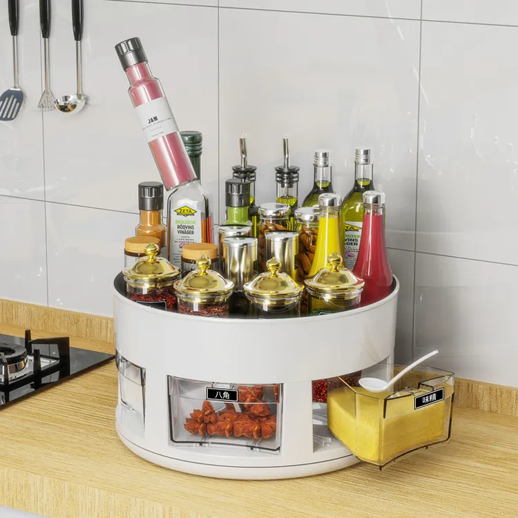 新品家用调料架调料盒旋转调料厨房调料置物架置物收纳整理神器