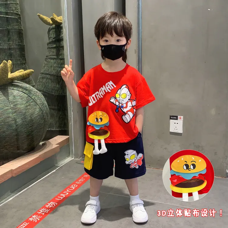 奥特曼衣服男童夏季帅气短袖套装潮宝宝薄款T恤儿童网红炸街童装