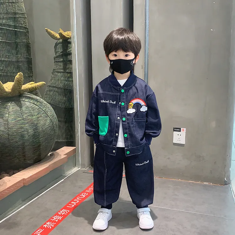 男童牛仔衬衫套装2025新款儿童秋装潮帅气时髦男孩春秋季衣服韩版