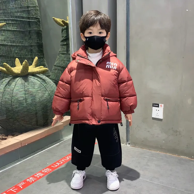 男童棉服冬季保暖面包服25新款痞帅冬装儿童过年宝宝红色棉衣外套