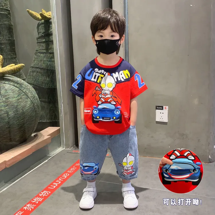 奥特曼衣服男童夏季套装儿童短袖洋气男孩男宝夏款帅气时髦3-6岁