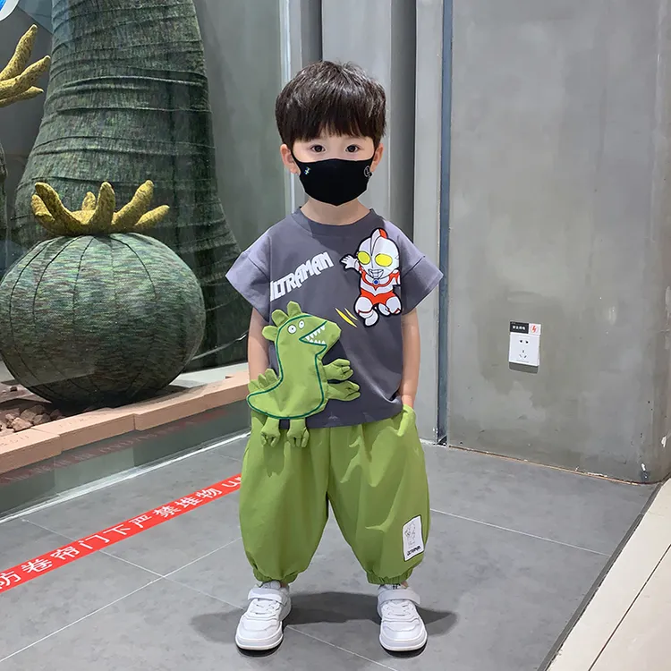 奥特曼衣服男童夏装九分裤套装痞帅男孩男宝时髦帅气夏3-6岁儿童