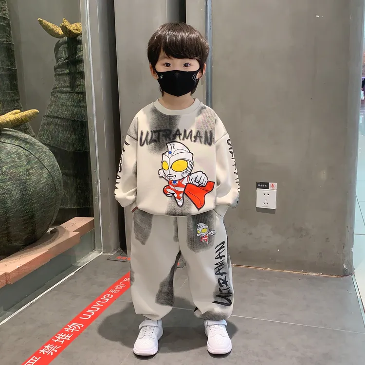 奥特曼童装男童套装春秋装2025新款帅气时髦宝宝衣服小童卫衣痞帅