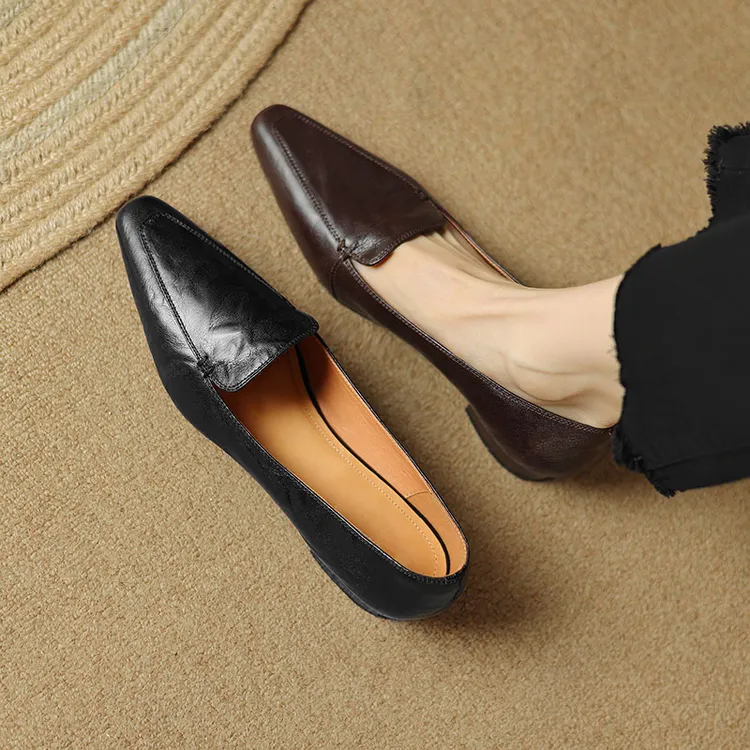 【REDYU】跟2CM，2025新款春季时尚尖头单鞋女浅口女人味中低跟皮鞋