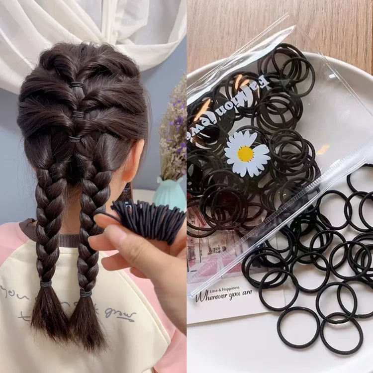 儿童中圈尼龙不伤发皮筋100根女童发圈