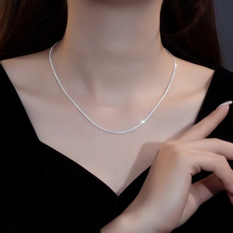 金美澳 链子925银 波光粼粼项链女不掉色2025新款网红爆款锁骨链