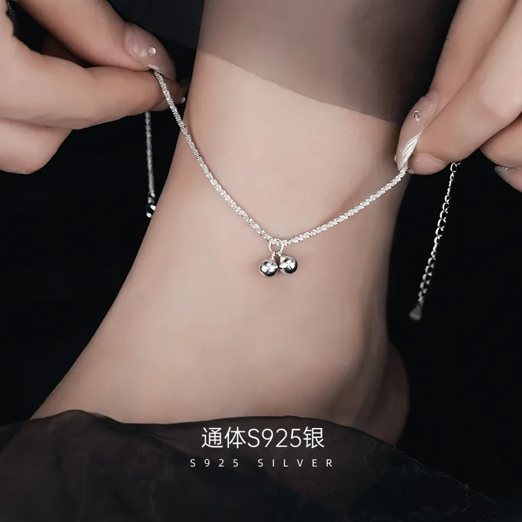 金美澳 925银脚链 铃铛足链女款2025新款爆款网红高级感银饰脚饰