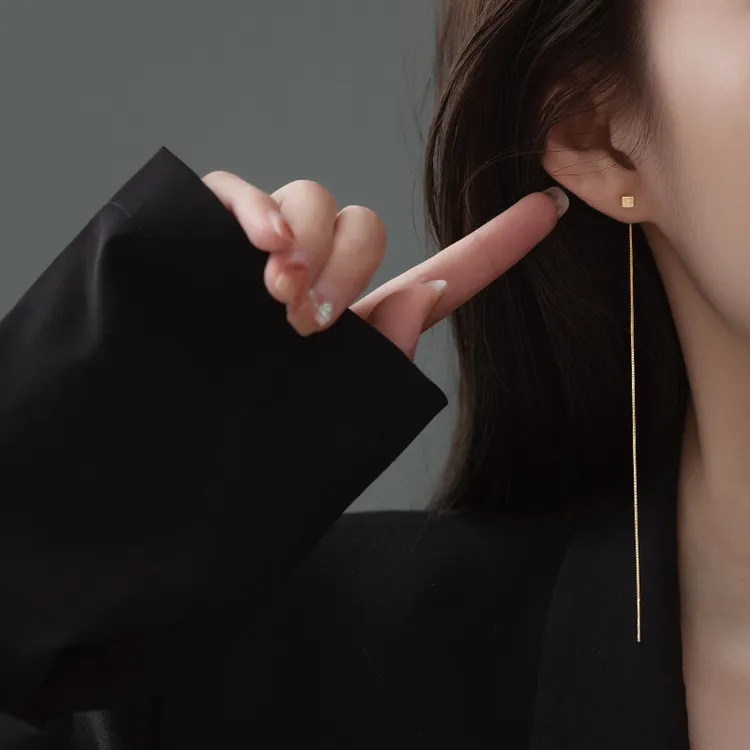 金美澳 铜合金耳饰 耳线耳坠2026年火爆款网红款高级感流苏长耳环商品图