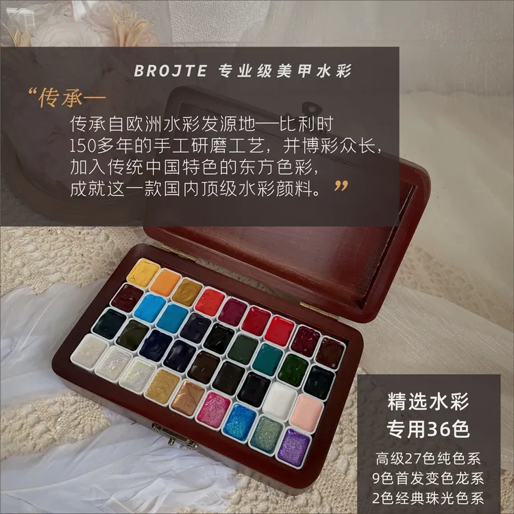 【森汀】美甲水彩颜料36色高饱和度手工迷你套盒初学者珠光色纯色