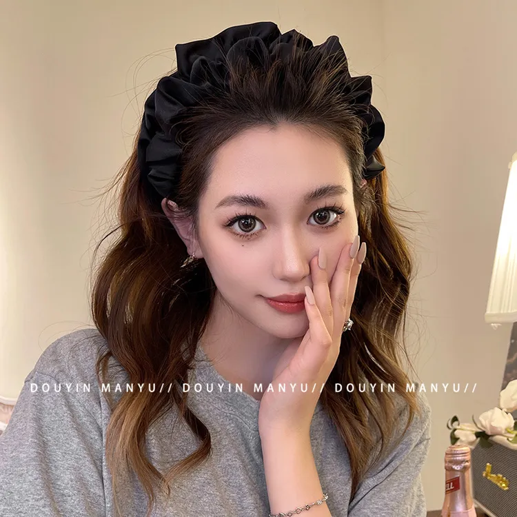 漫予慵懒美学~黑色高颅顶发卡发箍女网红宽边头箍高端发饰