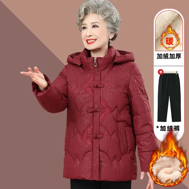 奶奶棉袄大码加绒加厚老太太棉服外套女中老年人妈妈冬季保暖棉衣
