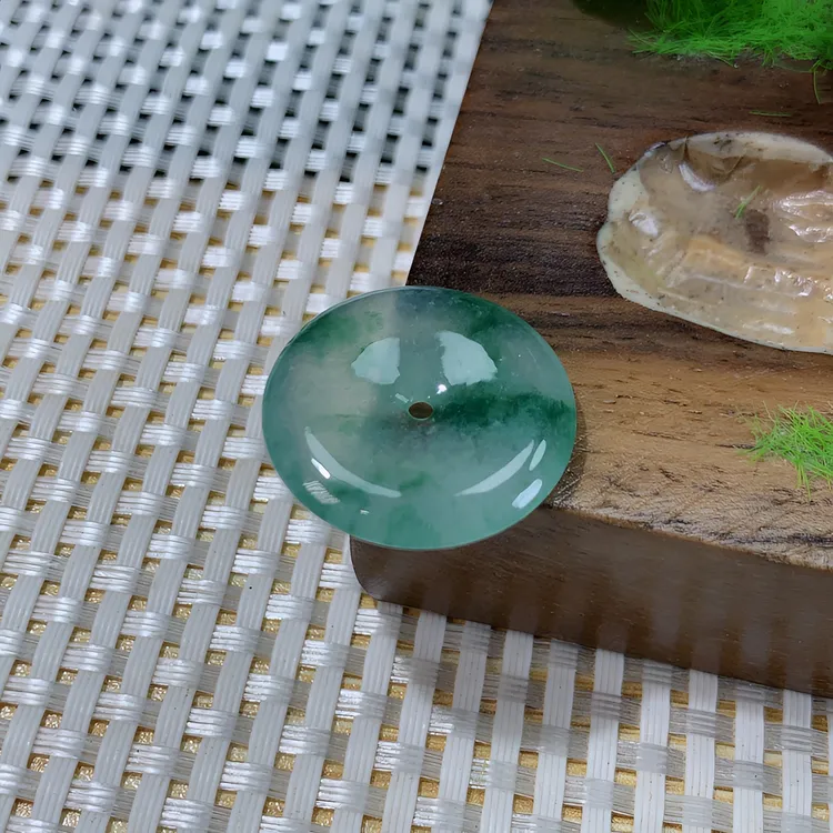 缅甸天然A货翡翠冰种高冰圆润莹透光感足优美灵动飘花平安扣吊坠