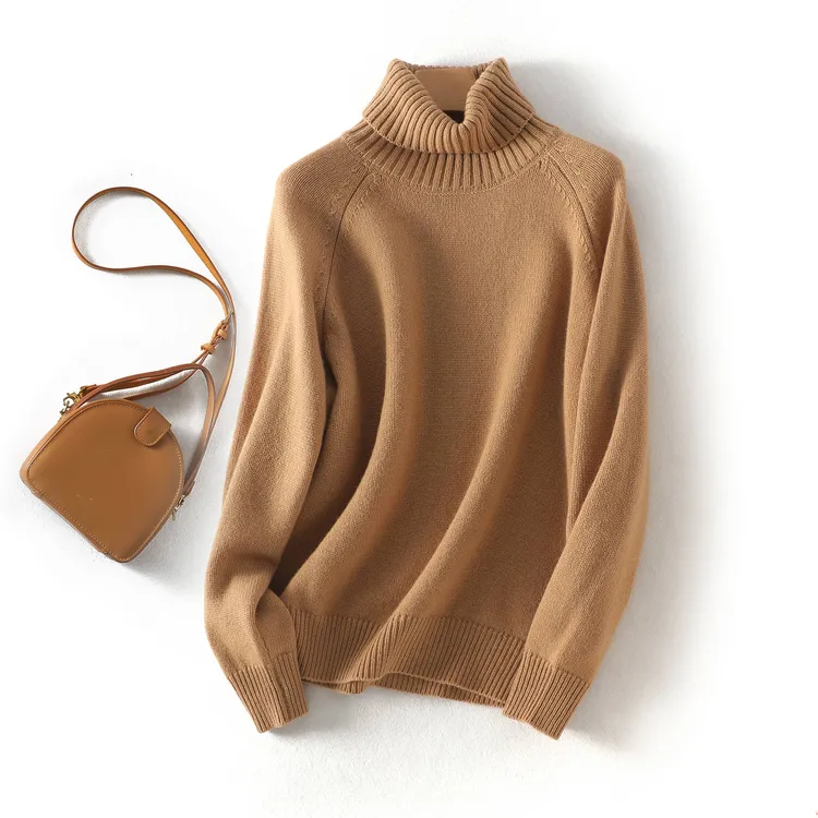 女士高领加厚新款纯羊毛衣打底针织秋冬毛衫套头百搭时尚加厚纯色