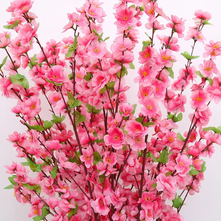 仿真桃花枝假腊梅花树枝假樱花塑料花干花落地花客厅居家室外装饰