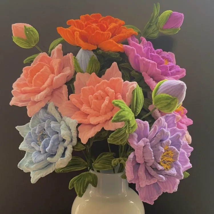 扭扭棒牡丹花摆件仿真花束diy材料包自制母亲节送妈妈手工礼物