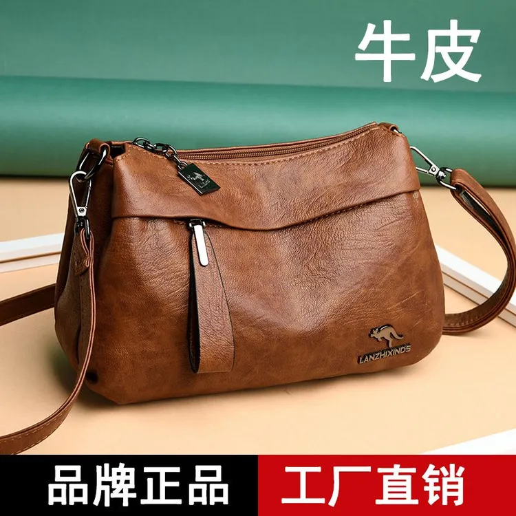 包包真皮女包包高端新款中年妈妈软皮包女士单肩斜挎包牛皮小包潮