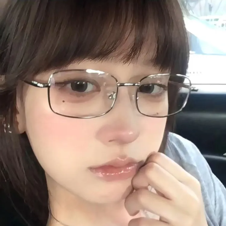 日系金丝小方框大框眼镜女近视可配度数素颜高智早八素颜眼镜框