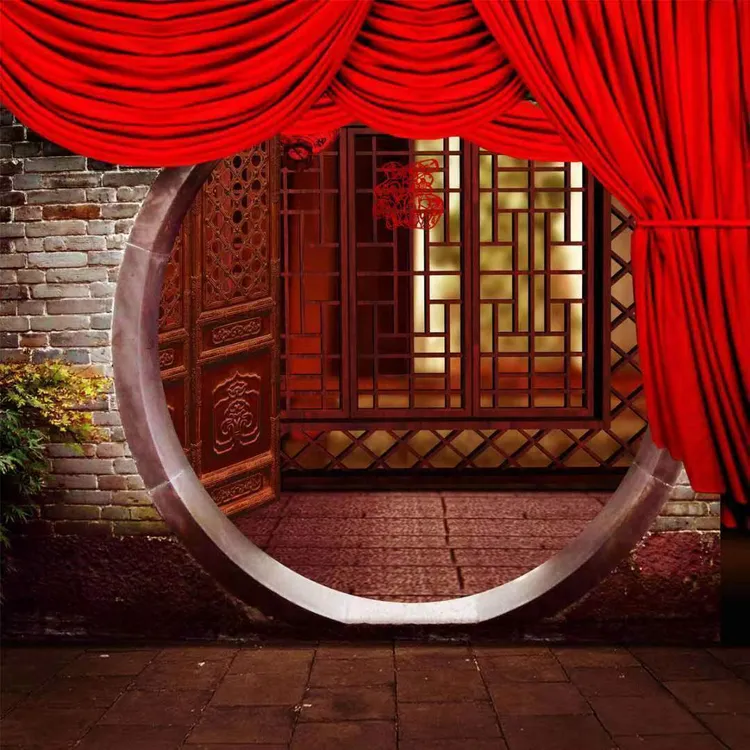 新款直播背景墙古风拍照背景布全家福背景布主播摄影拍摄背景墙纸