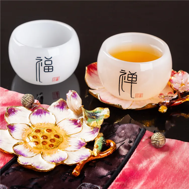 时尚创意金属珐琅彩工艺梅花杯垫 茶几餐桌收纳装饰水杯荷花垫子