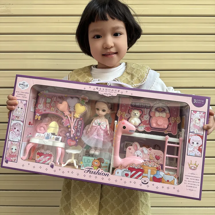 梦娜公主新款芭比娃娃可爱公主床梳妆台小女孩唯美精美时尚礼盒
