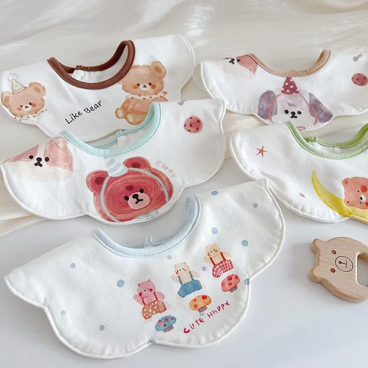 3条装口水巾| ins韩版婴儿围嘴新生防水口水围兜宝宝棉质漫画风