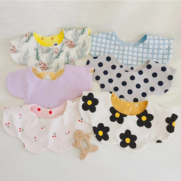 3条装口水巾| ins风韩版宝宝棉质围嘴婴儿口水巾双面双带围兜