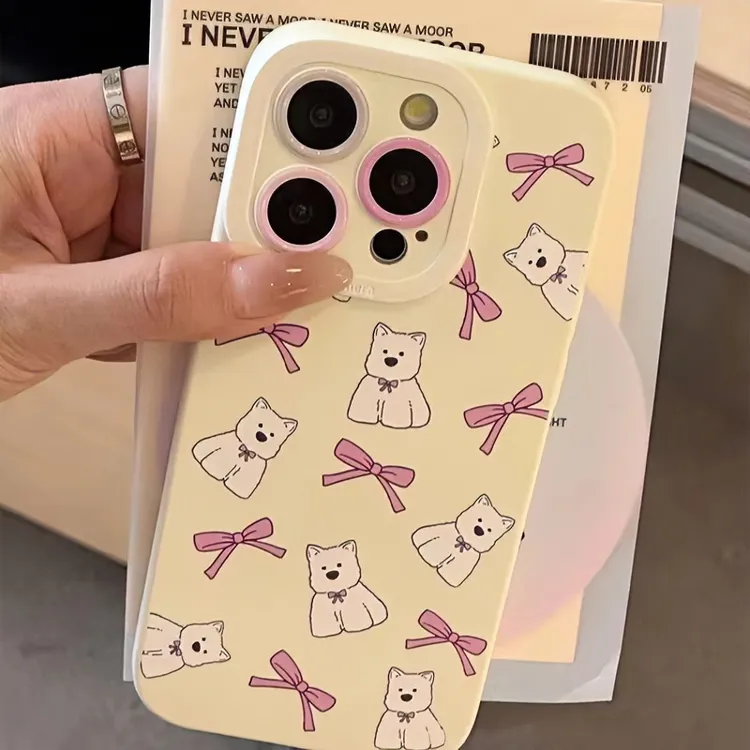 蝴蝶结小狗13简约壳小众防摔ins卡通全包手机壳手机套高端保护壳