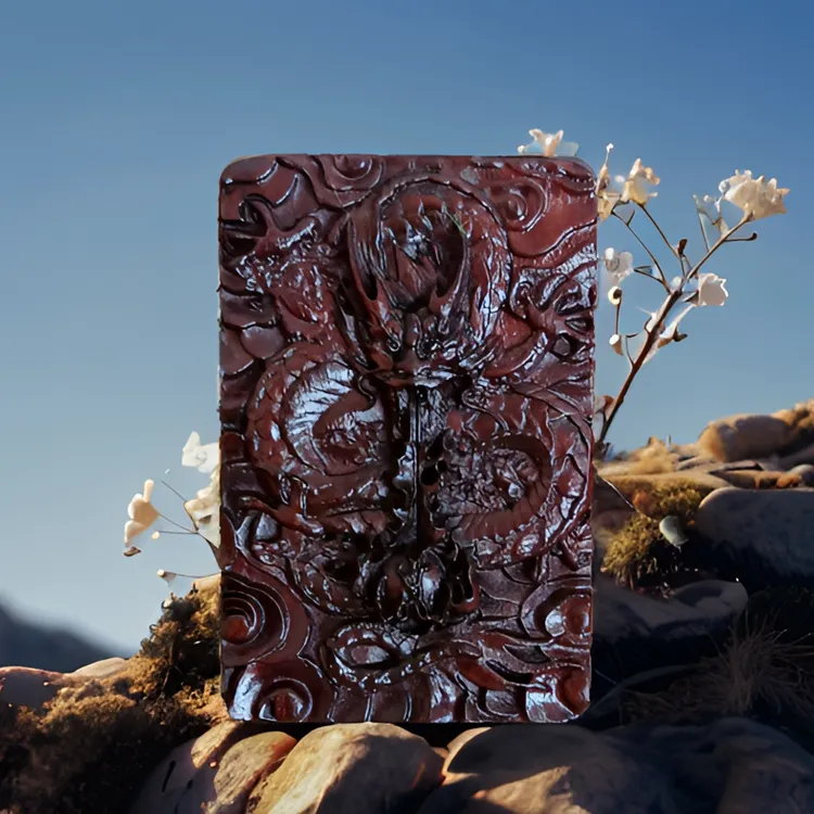 雷击枣木老料盘龙吊牌脖挂单面雕刻盘龙脖挂吊牌