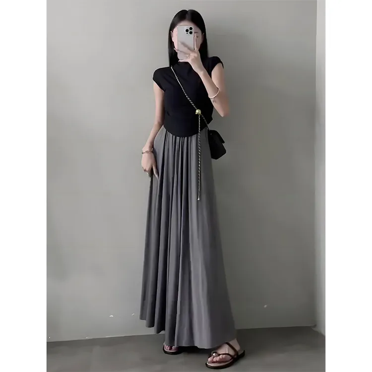 复古高级感垂感半身裙女气质显瘦长裙夏季时尚垂坠感长款裙子高腰