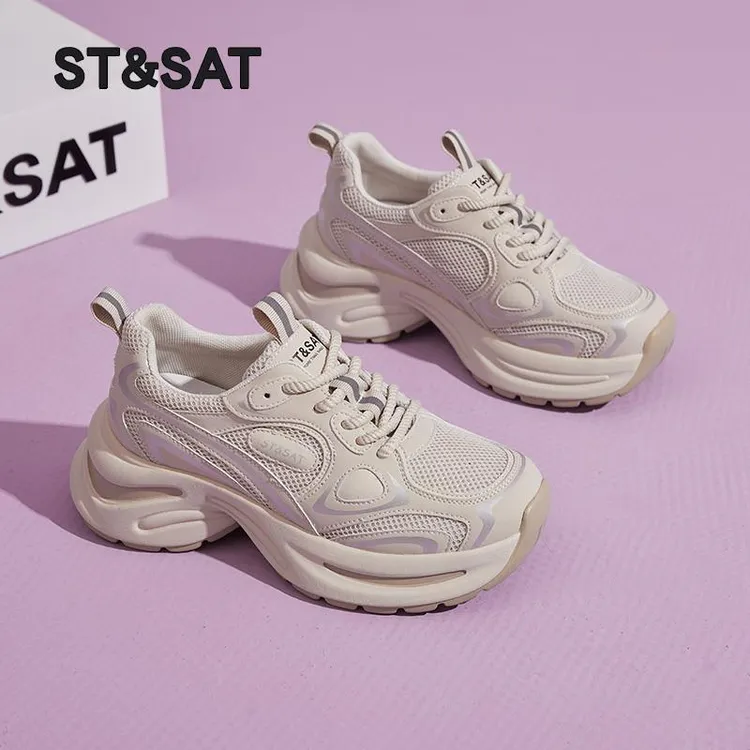 星期六老爹鞋女款2024新款秋季透气厚底运动休闲鞋增高女鞋显脚小