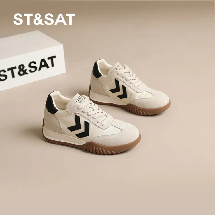 星期六德训鞋女2024秋季新款厚底百搭休闲鞋复古拼色潮流板鞋女鞋