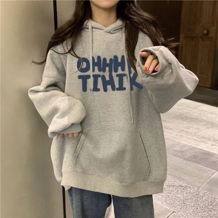小众设计感宽松连帽灰色卫衣女童秋季新款中大童长袖百搭上衣外套