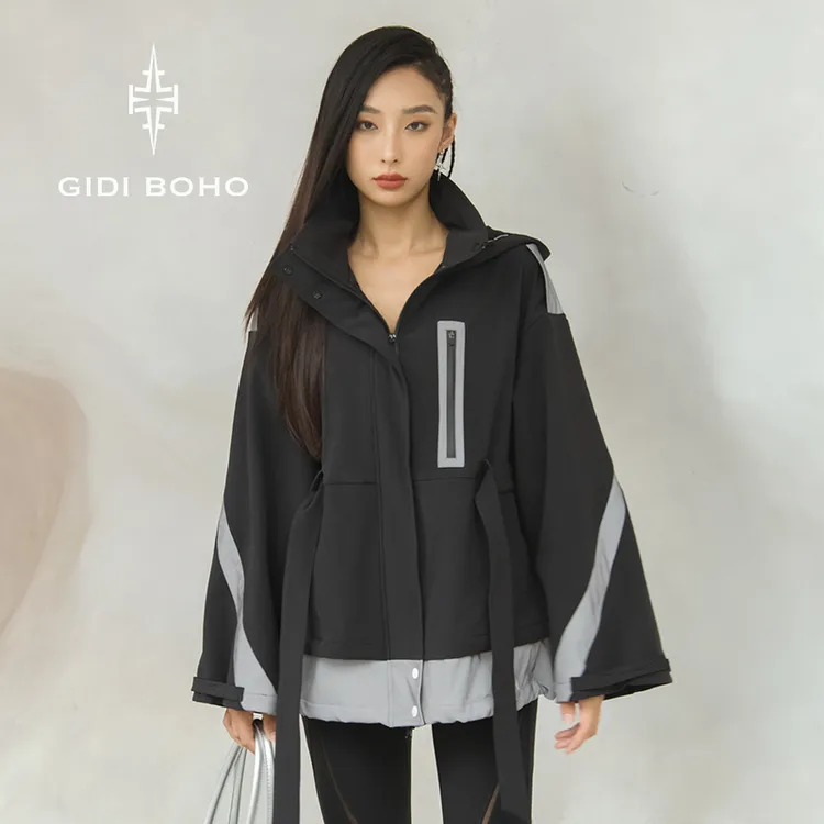 【琪琪格】GIDI BOHO/极地薄荷冬季新款加绒防风时尚户外运动休闲连帽外套女