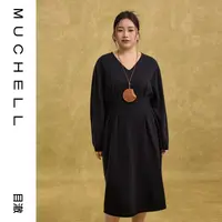 目澈MUCHELL冬季新款【笙歌遇见】腰部捏褶显瘦连衣裙MDR4LD6217