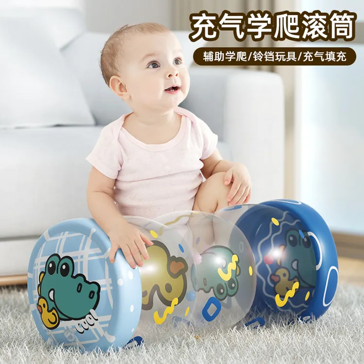 婴儿爬行学步训练充气滚筒宝宝铃铛引导健身儿童早教益智玩具商品图