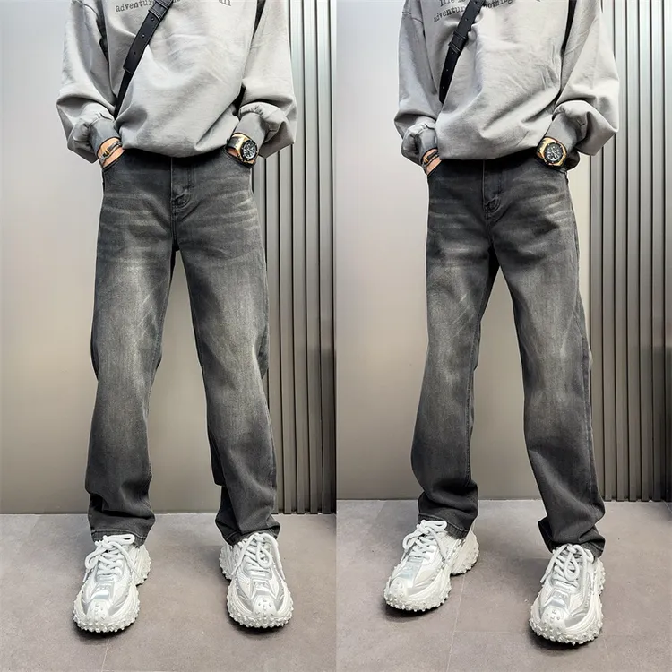 黑色水洗男士秋冬新款美式男士高级感裤子牛仔裤男款男裤休闲裤