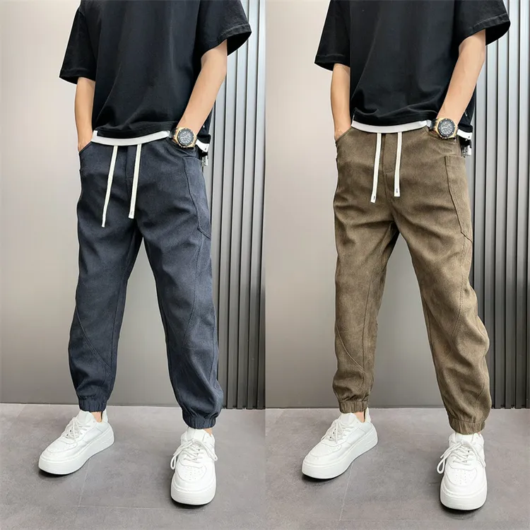 秋冬新款纯色男士小脚休闲裤潮流百搭宽松修身运动休闲脏脏哈伦裤