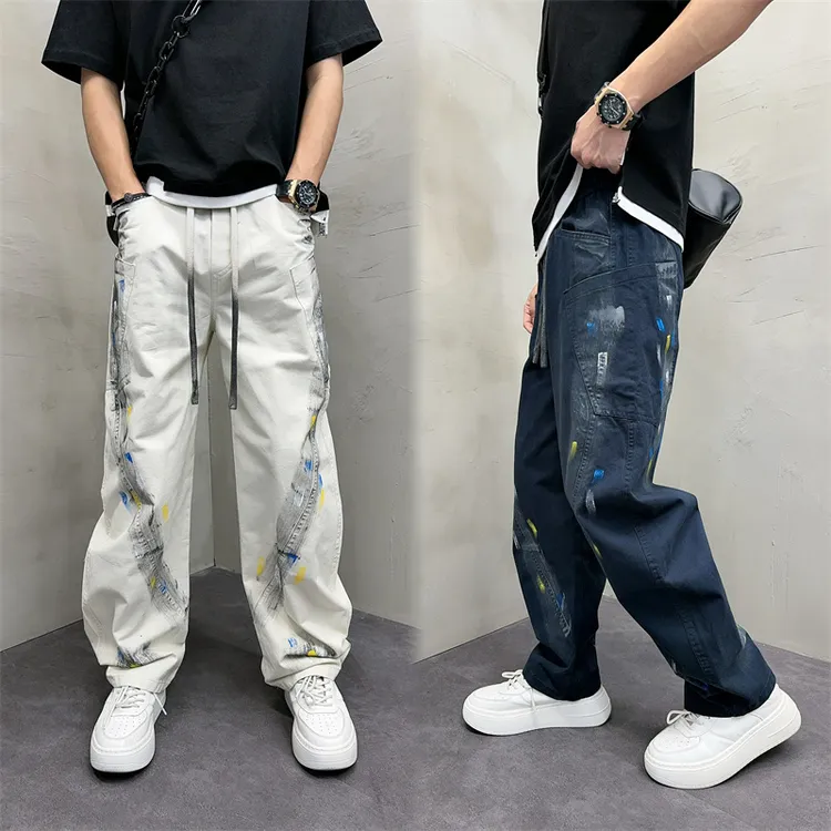 秋冬季男士新款弯刀裤潮牌宽松时尚工装裤男士美式加厚宽松工装裤