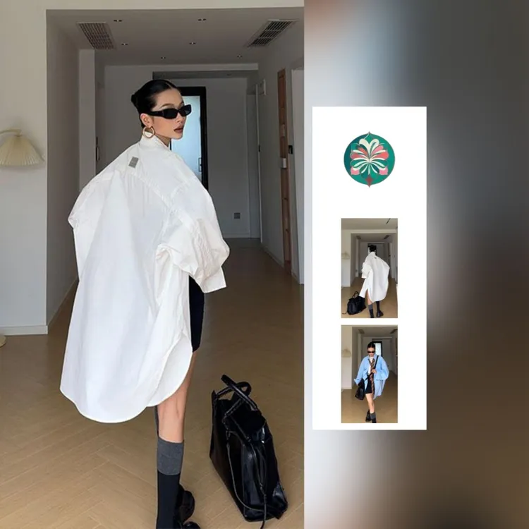 【纸片人】oversize宽松休闲长袖衬衫女秋季新款韩版简约显瘦外套