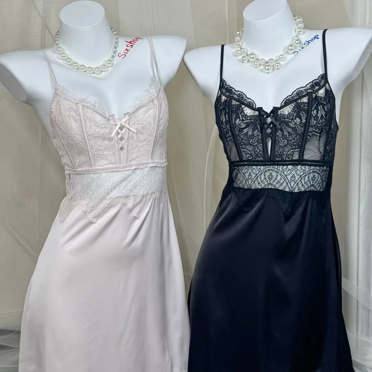 Six shop|蕾丝镂空吊带睡裙